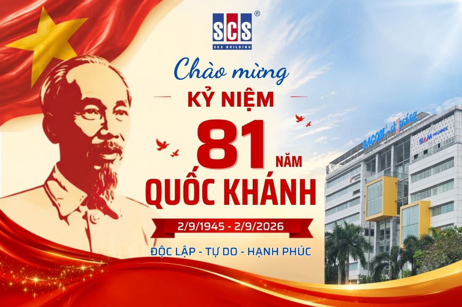 Tòa nhà SCS chào mừng kỷ niệm 81 năm Ngày Quốc Khánh nước Cộng Hoà Xã hội Chủ nghĩa Việt Nam (02/09/1945-02/09/2026)