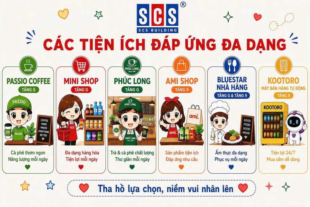 THÔNG TIN CÁC TIỆN ÍCH TẠI TOÀ NHÀ SCS